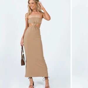 GATLIN CUT OUT MAXI DRESS BROWN